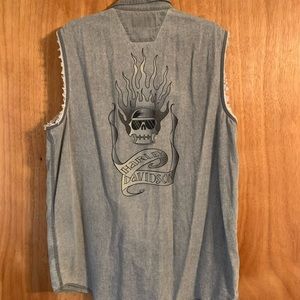 Vintage Harley Davidson sleeveless button down.